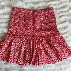 Red floral skirt